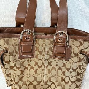 Coach Tan and Brown Signature Tote